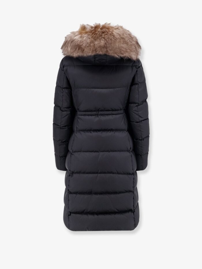 Moncler Boedic Long Down Jacket With Fur Detail