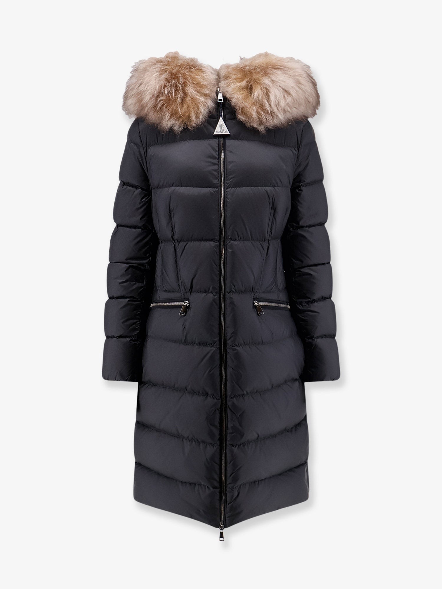 Moncler Boedic Long Down Jacket With Fur Detail