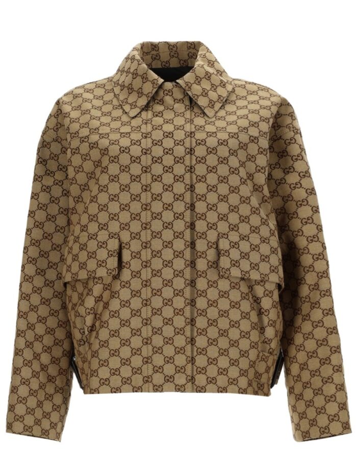 gucci bomber jacket with "gg" texture Gucci BOMBER JACKET WITH "GG" TEXTURE