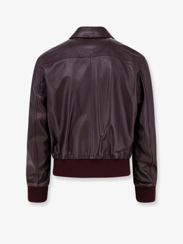 AMI PARIS Bordeaux Leather Jacket With Zip