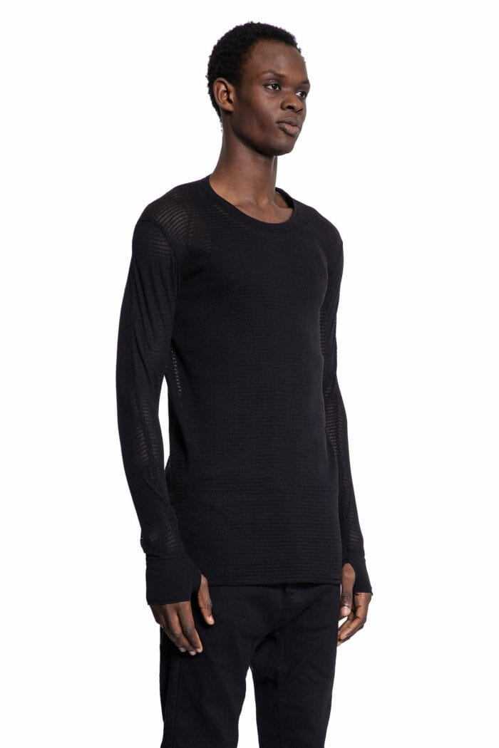 BORIS BIDJAN SABERI Cotton Mesh Long Sleeves T-shirt