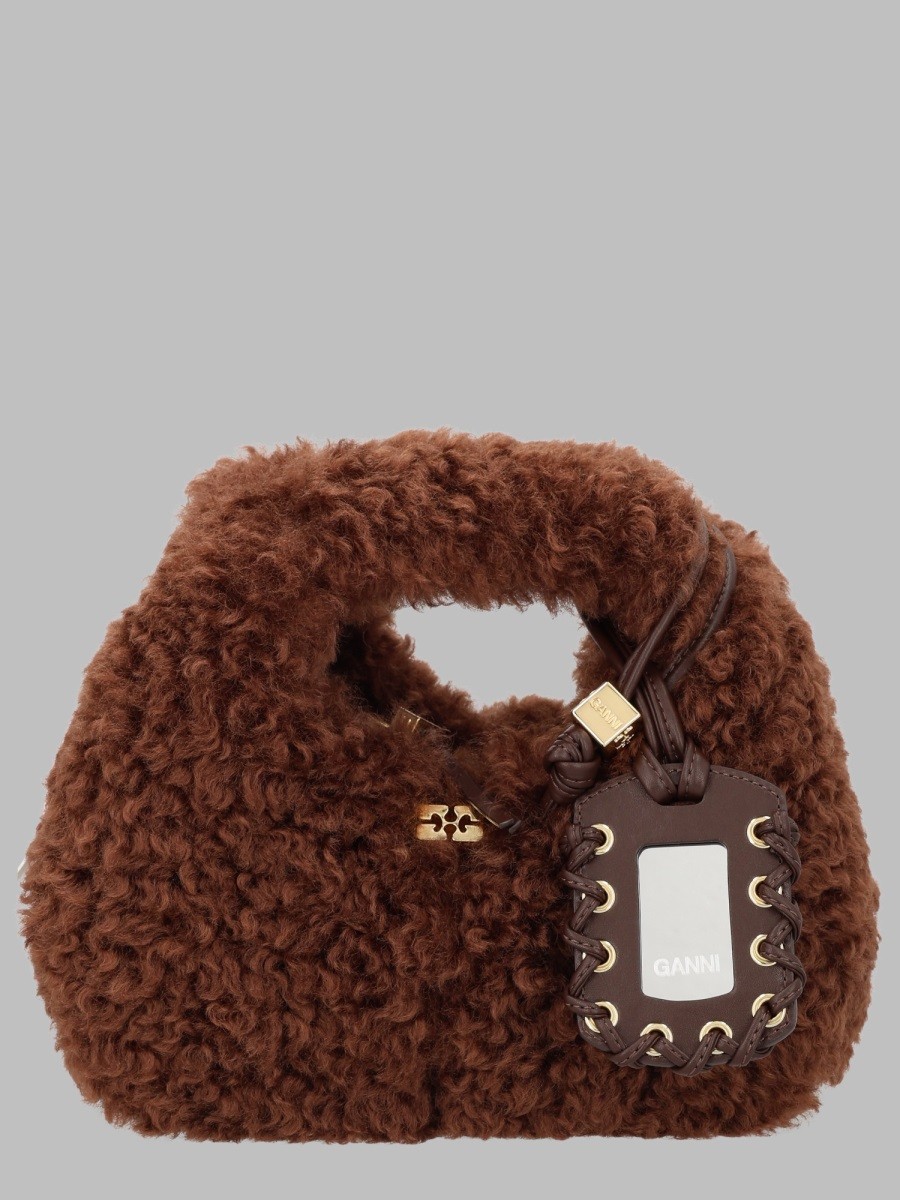 GANNI Borsa Mini Hobo In Faux Fur