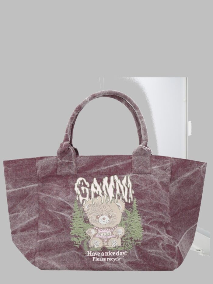 ganni borsa tote "forest teddy" medium GANNI Borsa Tote "Forest Teddy" Medium