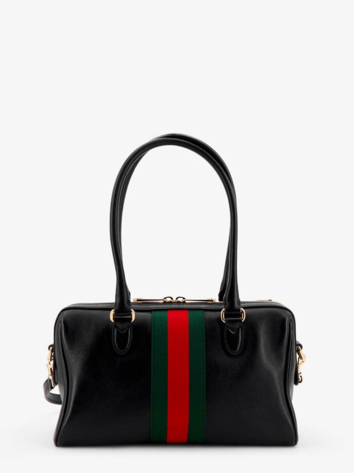Gucci Borsetto Leather Handbag With Web Detail On The Front