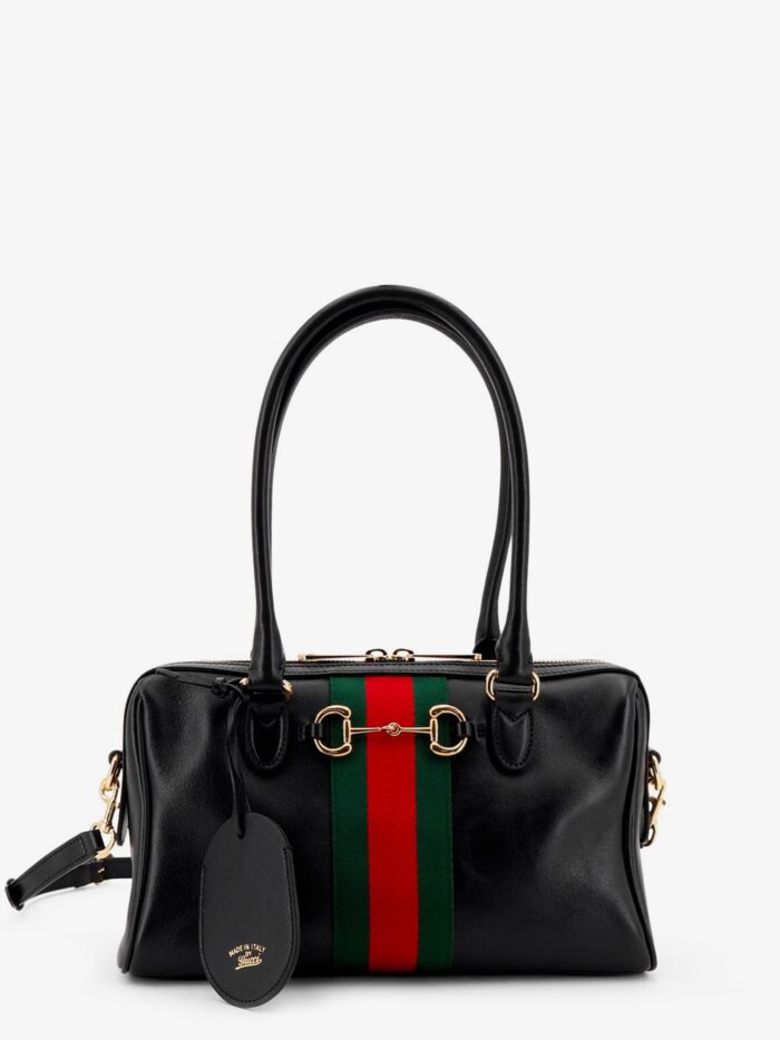 gucci borsetto leather handbag with web detail on the front Gucci Borsetto Leather Handbag With Web Detail On The Front