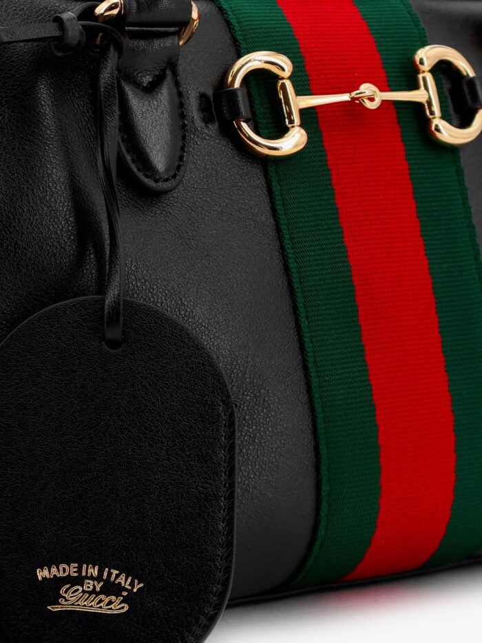 Gucci Borsetto Leather Handbag With Web Detail On The Front