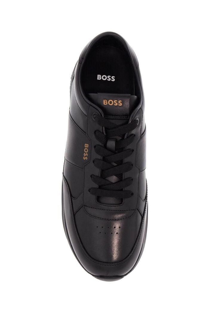 BOSS Black Leather Minimalist Sneakers With Leather Sole Jace_runn_bu