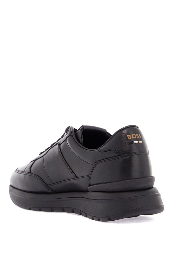 BOSS Black Leather Minimalist Sneakers With Leather Sole Jace_runn_bu