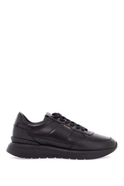 BOSS Black Leather Minimalist Sneakers With Leather Sole Jace_runn_bu