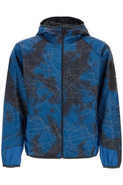 BOSS Blue Hooded Jacket With Graphic Print Zip