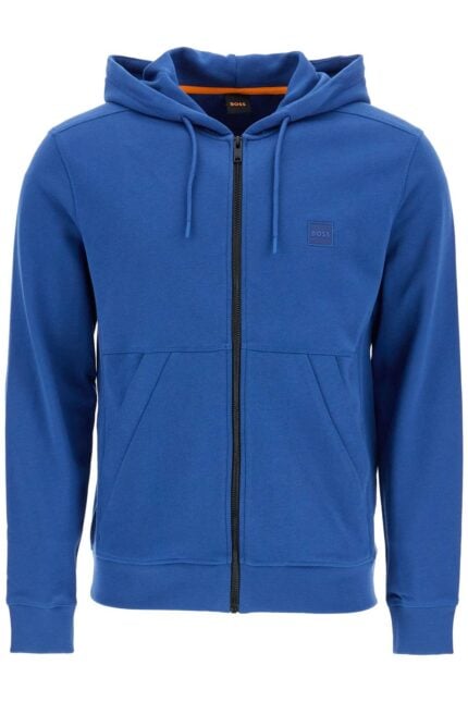 BOSS Blue Regular Fit Zip Hoodie Long Sleeve