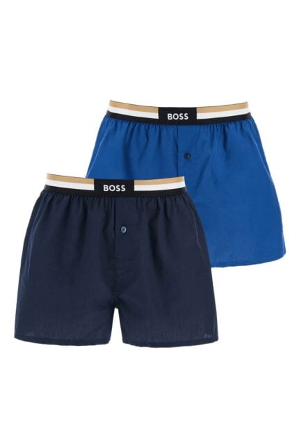 BOSS Boxer Shorts Cotton Set 2 Pieces Light Blue And Dark Blue Comfortable Fit