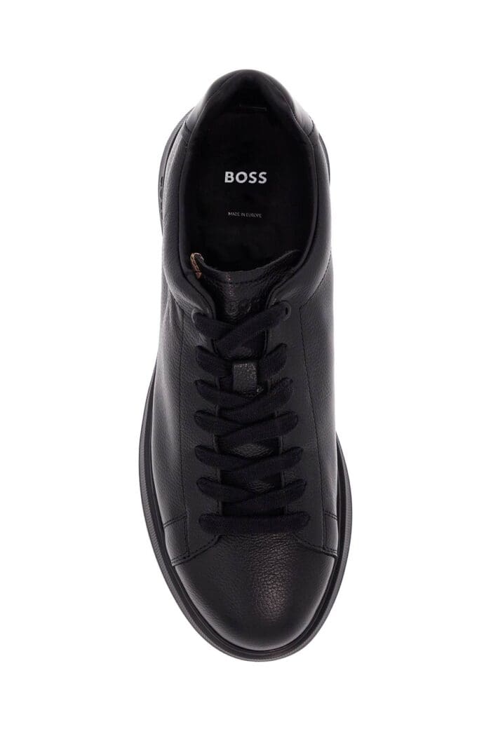 BOSS Bulton Runn Gr Black Leather Sneakers With Rubber Sole