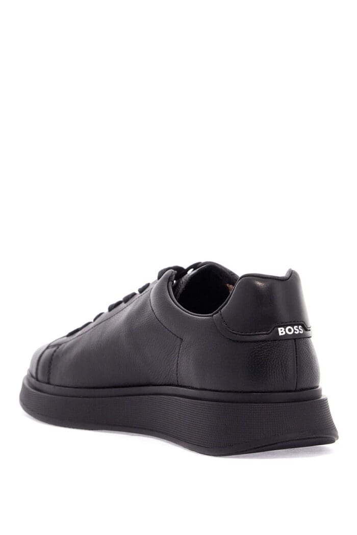 BOSS Bulton Runn Gr Black Leather Sneakers With Rubber Sole