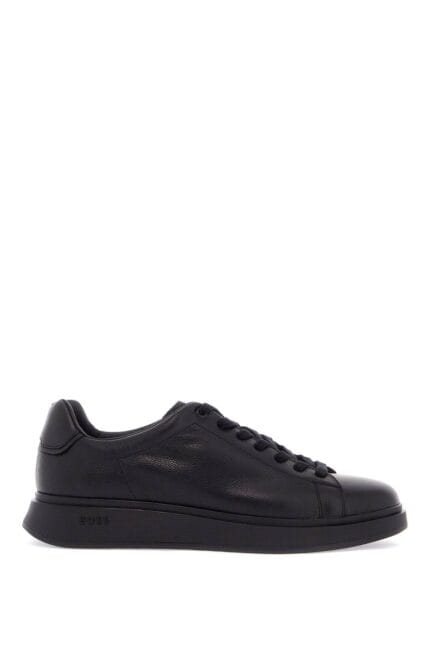 BOSS Bulton Runn Gr Black Leather Sneakers With Rubber Sole