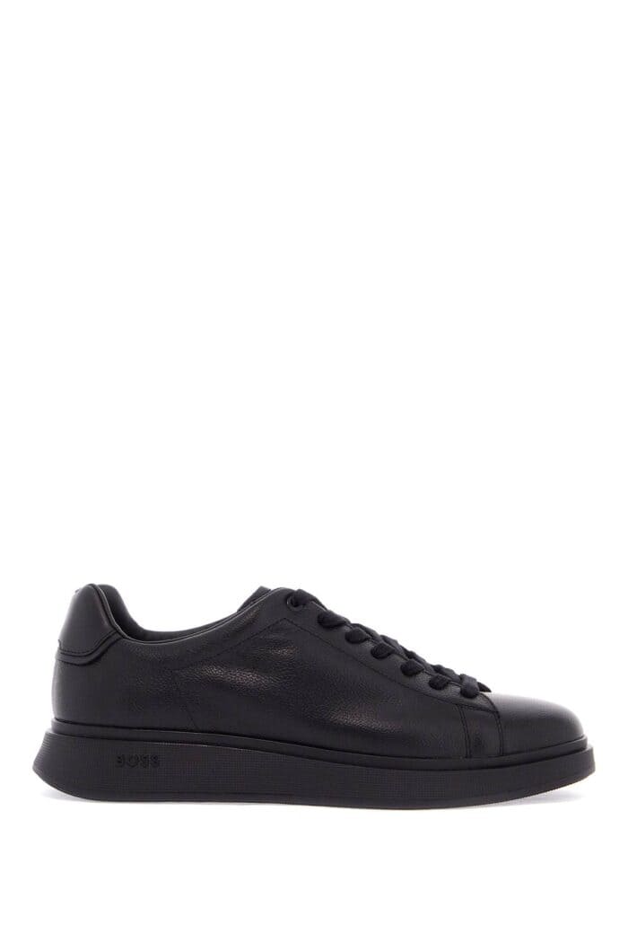 BOSS Bulton Runn Gr Black Leather Sneakers With Rubber Sole