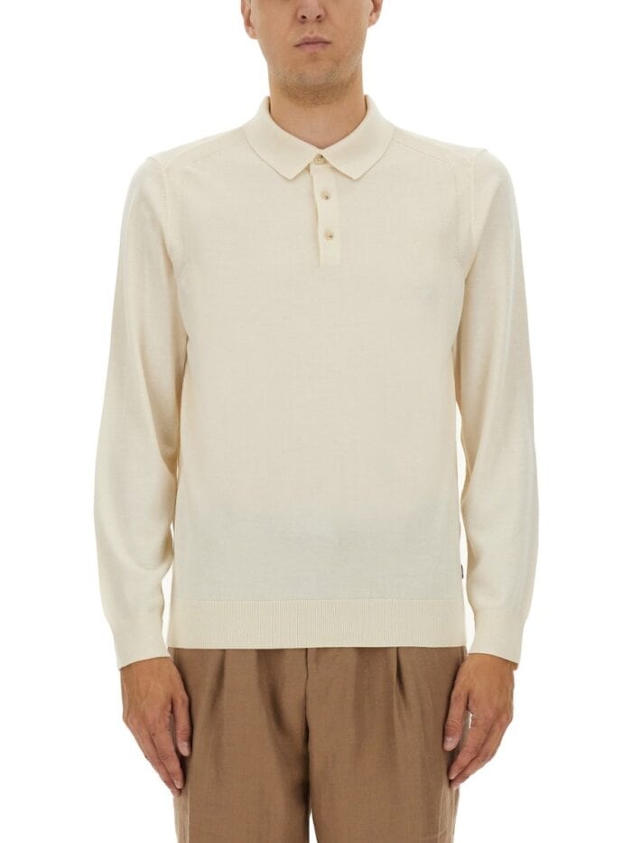 BOSS CAMEL KNITTED POLO.
