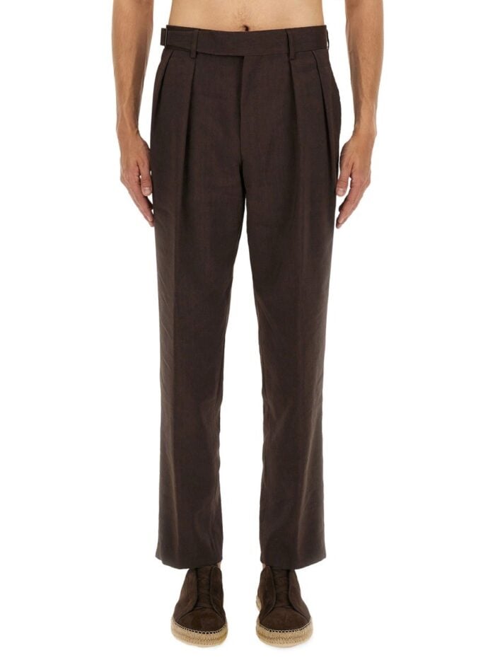 BOSS CAMEL LINEN "PORT" PANTS