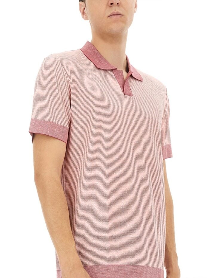 BOSS CAMEL POLO SHIRT IN COTTON, LINEN AND SILK
