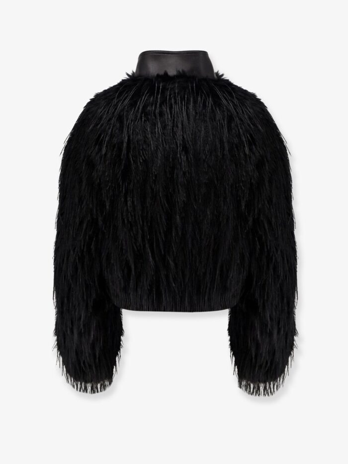 Boss Cecool Faux Leather Jacket With Feathers