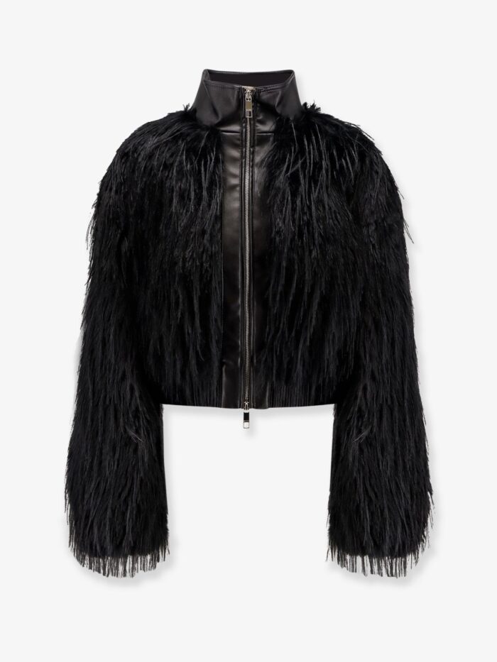 boss cecool faux leather jacket with feathers Boss Cecool Faux Leather Jacket With Feathers