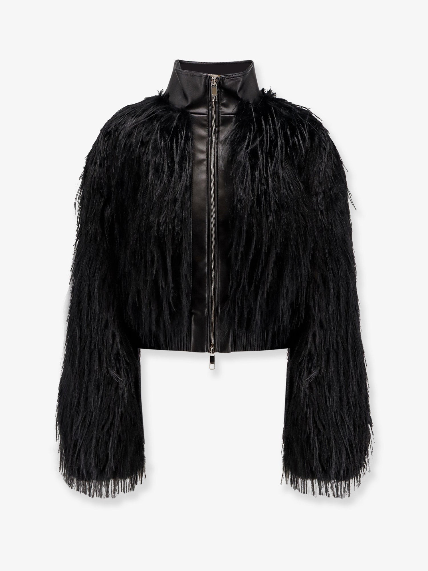 Boss Cecool Faux Leather Jacket With Feathers