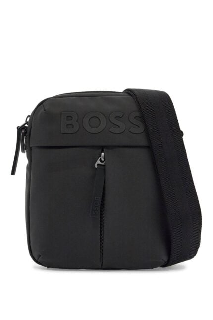 BOSS Compact Black Matte Polyester Bag With Adjustable Shoulder Strap