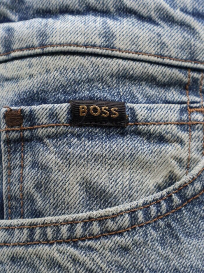 Boss Cotton Jeans With Back Suede Logo Patch
