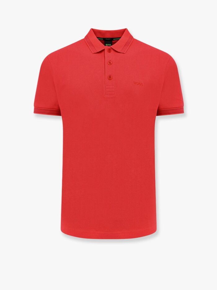 Boss Cotton Polo Shirt With Embroidered Profiles
