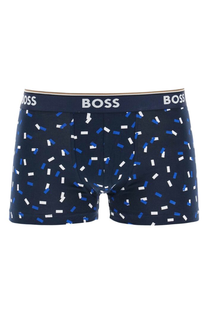 BOSS Dark Blue And Patterned Slim Fit Boxer Set 3 Pieces Stretch Cotton