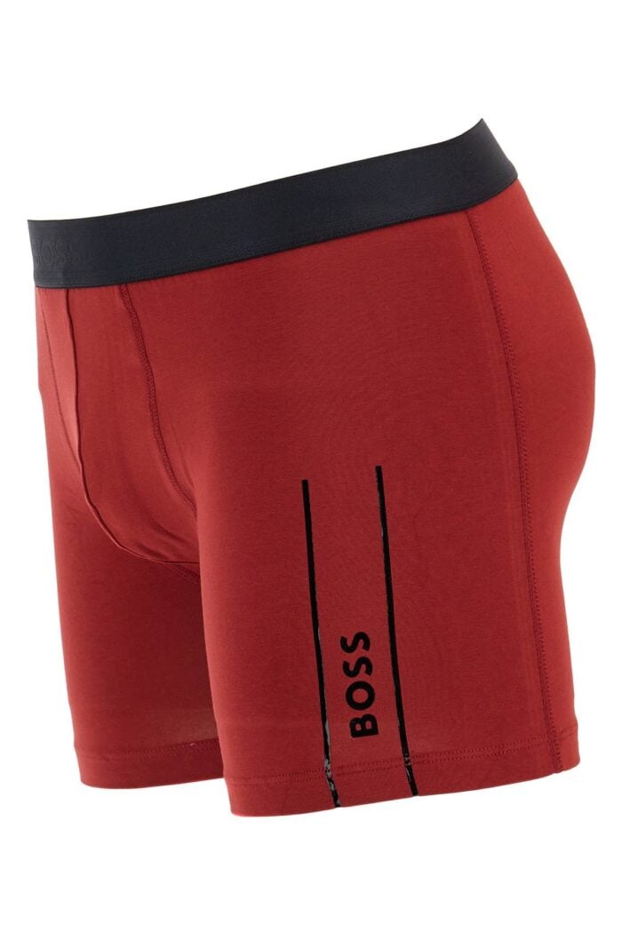 BOSS Dark Red Slim Fit Boxer With Side Logo In Cotton