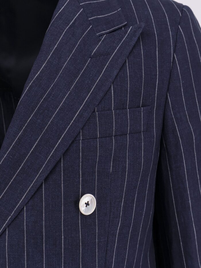 Boss Double-breasted Pinstriped Linen Suit