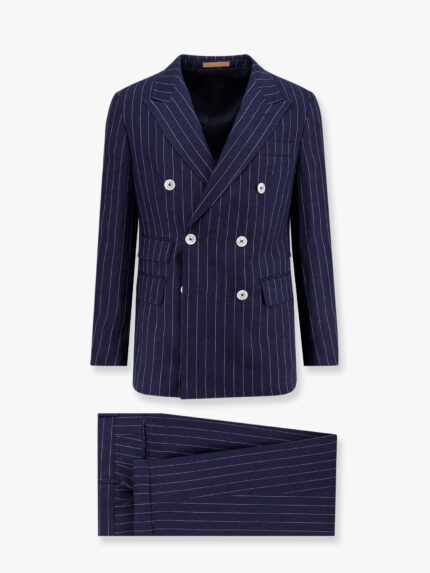 Boss Double-breasted Pinstriped Linen Suit