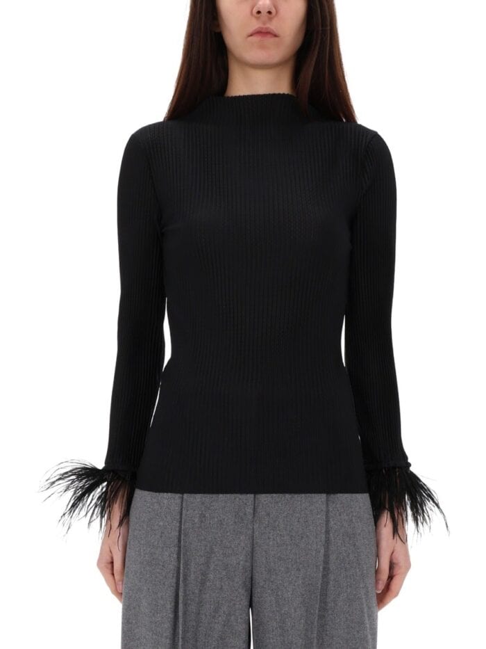 boss "ephedera" top with removable feathers Boss "EPHEDERA" TOP WITH REMOVABLE FEATHERS