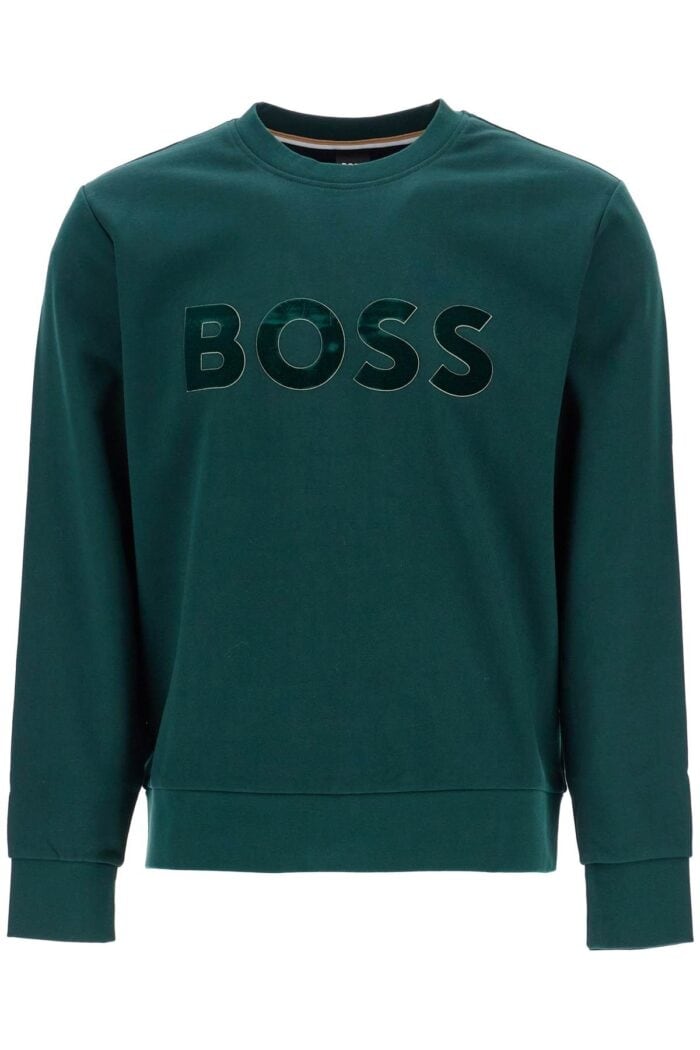 BOSS Green Crew Neck Cotton Sweatshirt With Long Sleeves