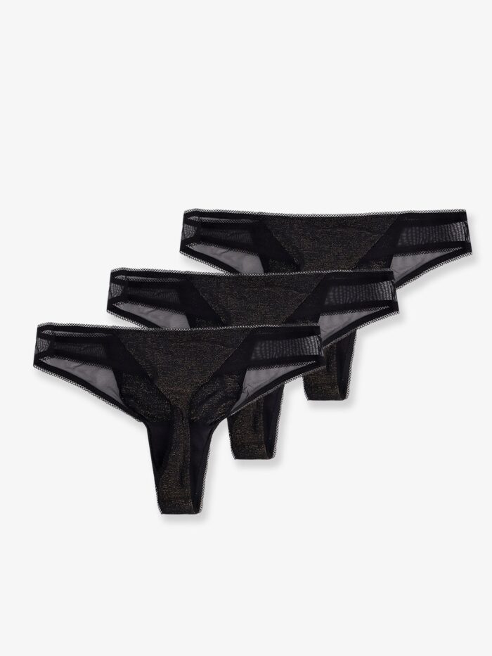 Boss Lurex Thong Tripack With Lace Trim