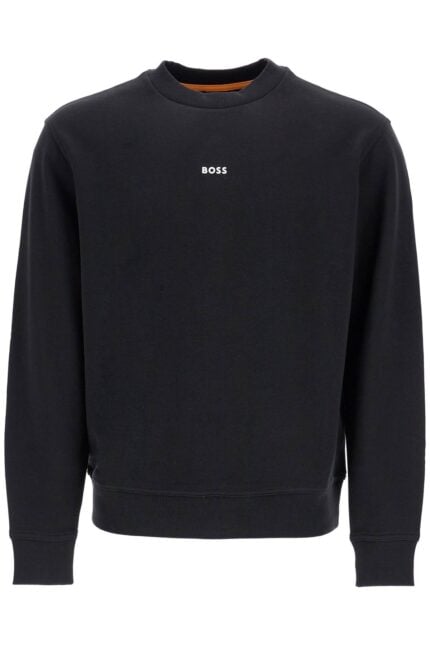 BOSS Men's Black Cotton Sweatshirt With Long Sleeves And Round Neck