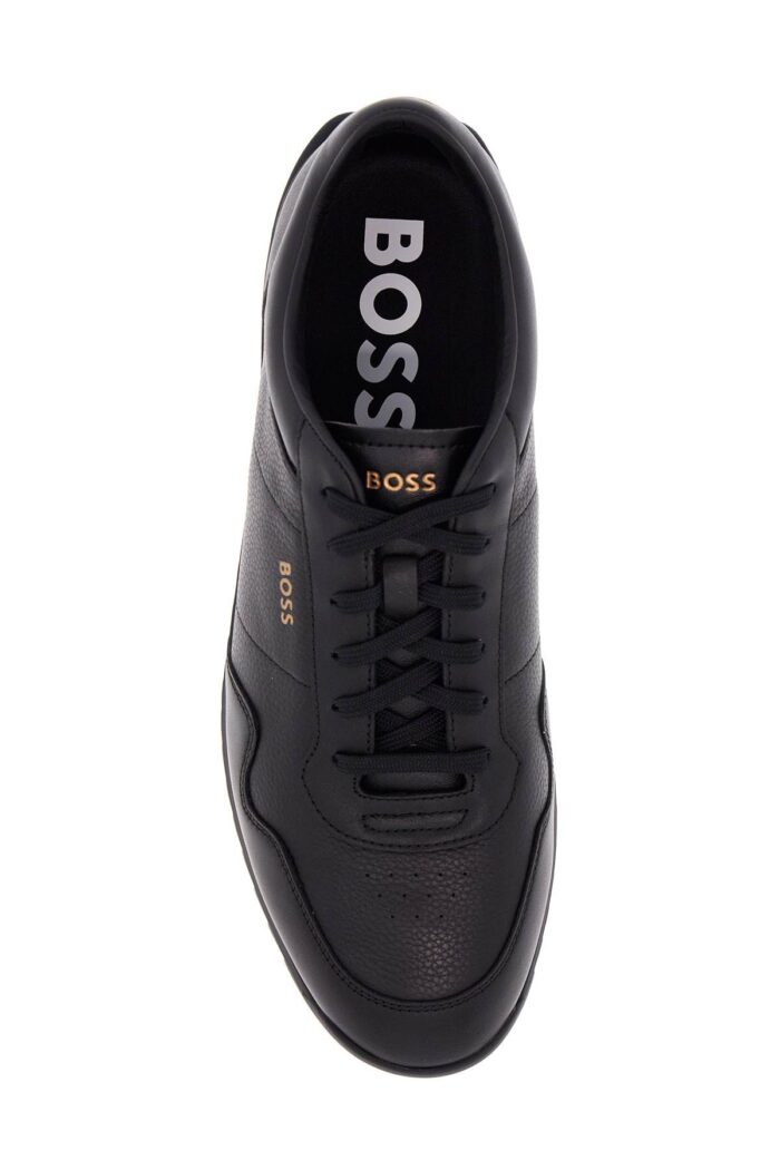 BOSS Men's Black Leather Minimalist Sneakers Zayn_lowp_lttb