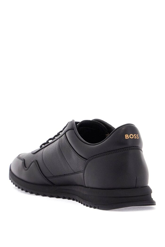 BOSS Men's Black Leather Minimalist Sneakers Zayn_lowp_lttb