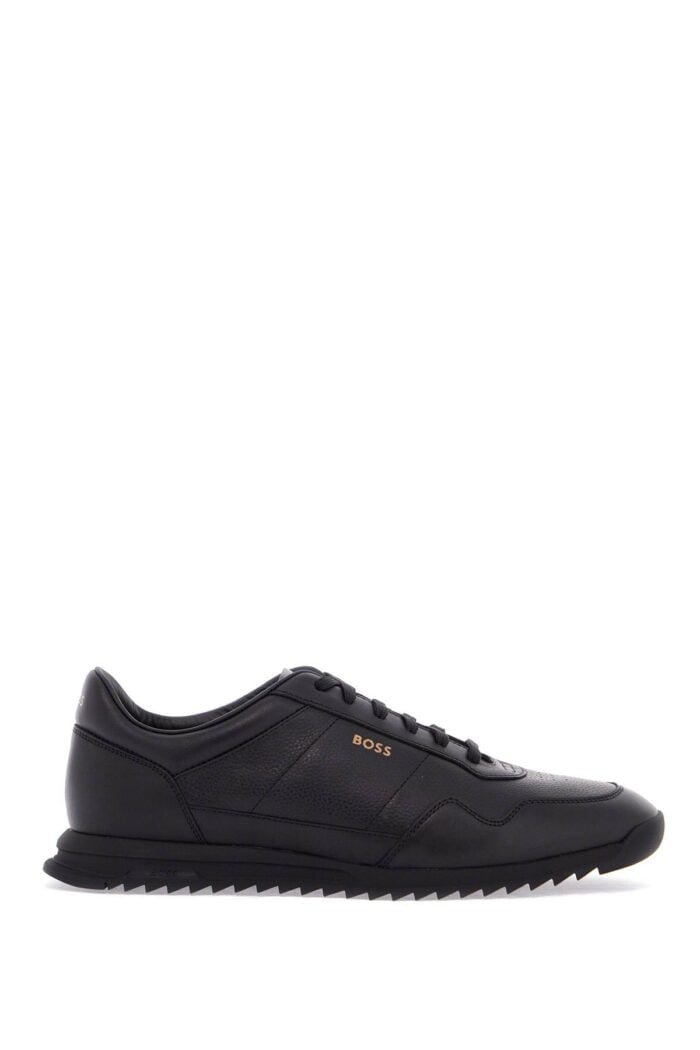 BOSS Men's Black Leather Minimalist Sneakers Zayn_lowp_lttb