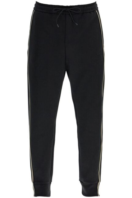 BOSS Men's High-waisted Slim Fit Black Pants With Piping