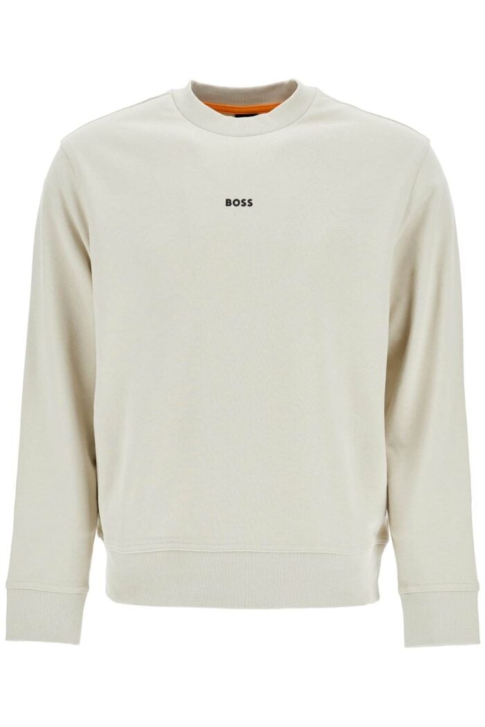 BOSS Men's Light Beige Cotton Sweatshirt With Long Sleeves And Round Neck Regular Fit