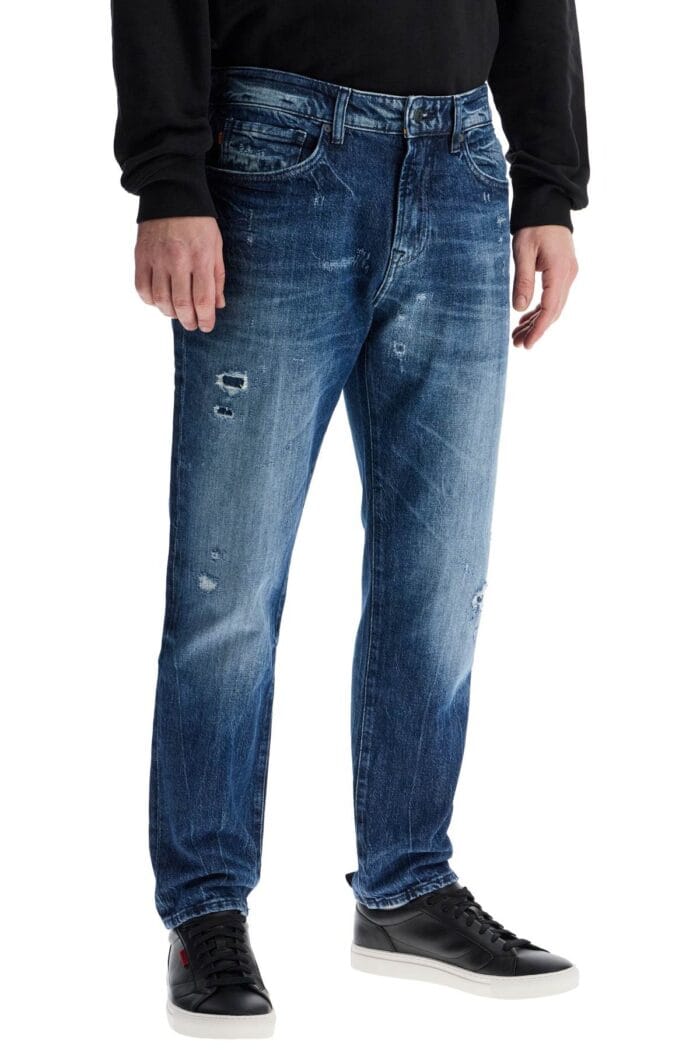 BOSS Regular Fit Turquoise Jeans With Faded Effect