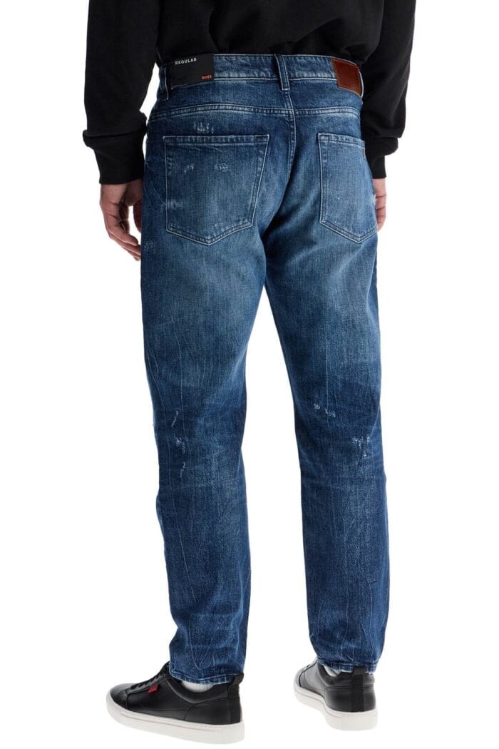 BOSS Regular Fit Turquoise Jeans With Faded Effect