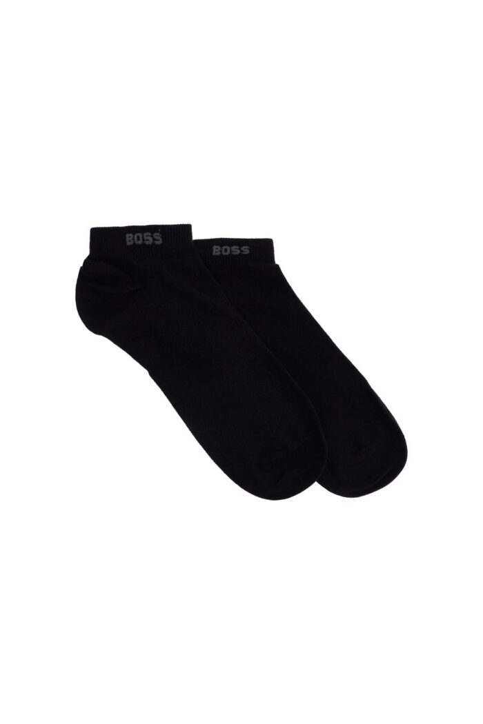 BOSS Short Solid Color Socks Set Of 5 Pairs Black And White Cotton