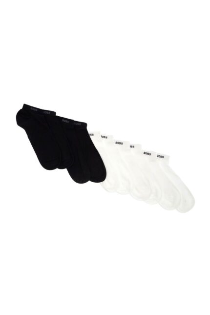 BOSS Short Solid Color Socks Set Of 5 Pairs Black And White Cotton