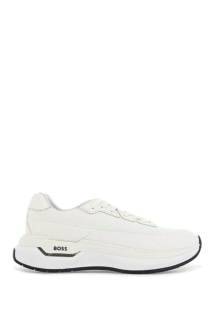 BOSS White Cotton Void_runn_ltny Sneakers With Hook-and-loop Closure