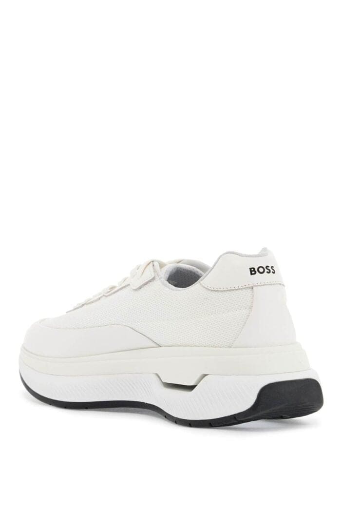 BOSS White Cotton Void_runn_ltny Sneakers With Hook-and-loop Closure