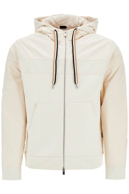 BOSS White Slim Fit Zip-up Hoodie