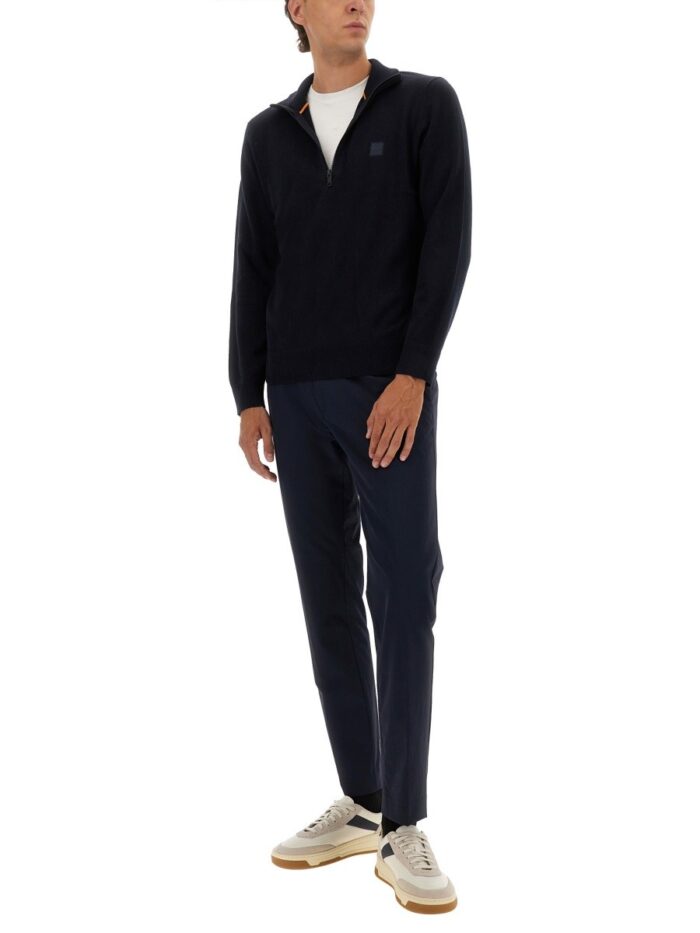 Boss ZIPPERED SWEATER WITH LOGO PATCH